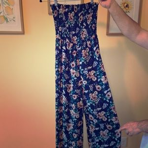 Floral strapless jumpsuit